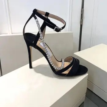 

Primavera e estate 2020 catena di cristallo sexy tacchi alti vestito formale 10.5cm scarpe da donna34-41