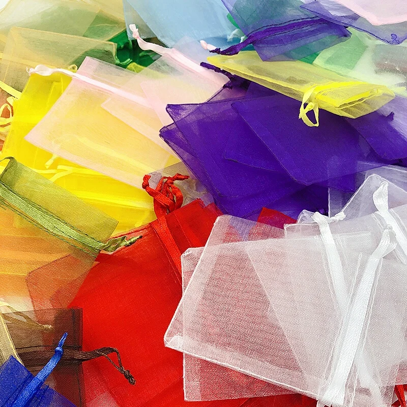 Bolsa de Organza para Embalaje de Joyería, Envoltorio para Guardar Dulces para Fiesta y Boda, Regalo, 50 Uds. - Imagen 6