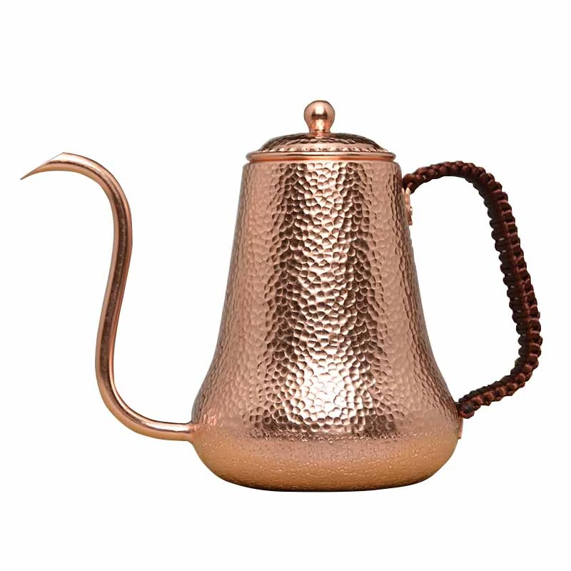 Hammered Coffee Tea Pot Pure Red Copper Premium Quality Drip Kettle