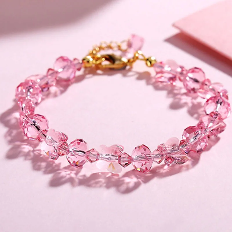 Butterfly Charm Crystal Stretch Beaded Bracelets Elastic Rope Women Temperament Bracelet Bangles Charms Bohemian Jewelry