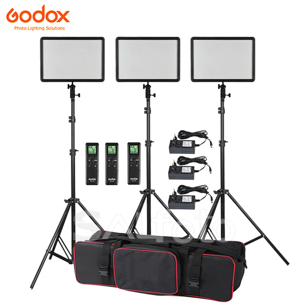 3x Godox Ultra Slim Ledp260c 256pcs Led 30w 33005600k Video Light
