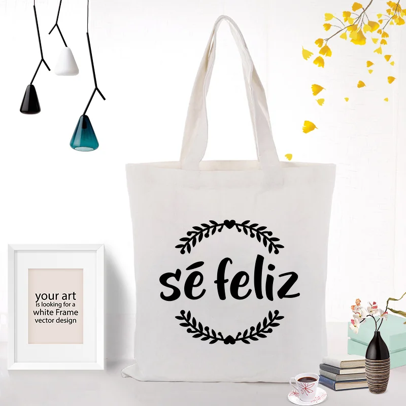 Text Design Pattern Canvas Tote Bag Shopping Bag Custom Print Logo DIY Eco Ecologicas Reusable Recycle Daily Use Handbag - Цвет: TEXT31