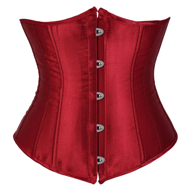 Underbust Corset Sexy Women's Underwear Waist Slimming Body Shaper for Women Steampunk Lace-up Corset wine-red