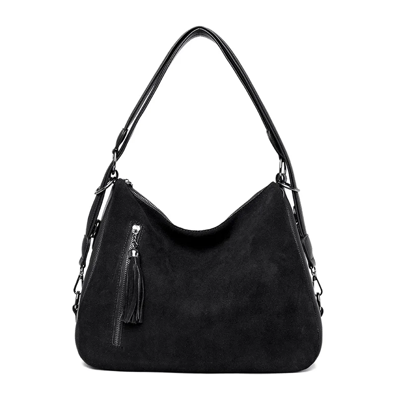Новые кожаные женские сумки с отложным мехом, женские сумки-мессенджеры, дизайнерские сумки через плечо, сумки на плечо для женщин, сумка - Цвет: Black