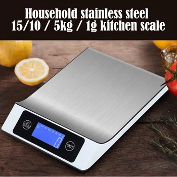 

15kg/1g Electronic Kitchen Scale Digital Food Scale Stainless Steel Weighing Scale LCD High Precision Measuring Tools