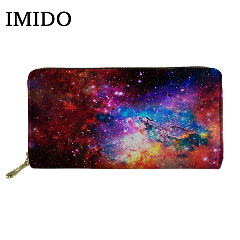IMIDO, объемный кошелек с рисунком Галактики, с объемным рисунком, с отделением для карт, для телефона, Дамский клатч, кошелек для монет, Женский кошелек, Роскошный кошелек - Цвет: as picture