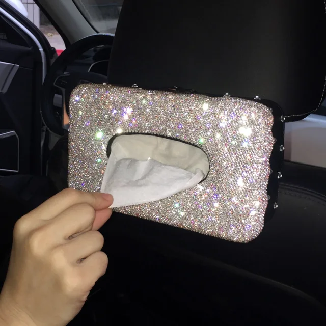 Luxury Car Tissue Box Full Crystal Car Tissue Holder Cuboid Auto Tissue  Paper Box Bling Cover Paper Car Accessories for Woman - AliExpress