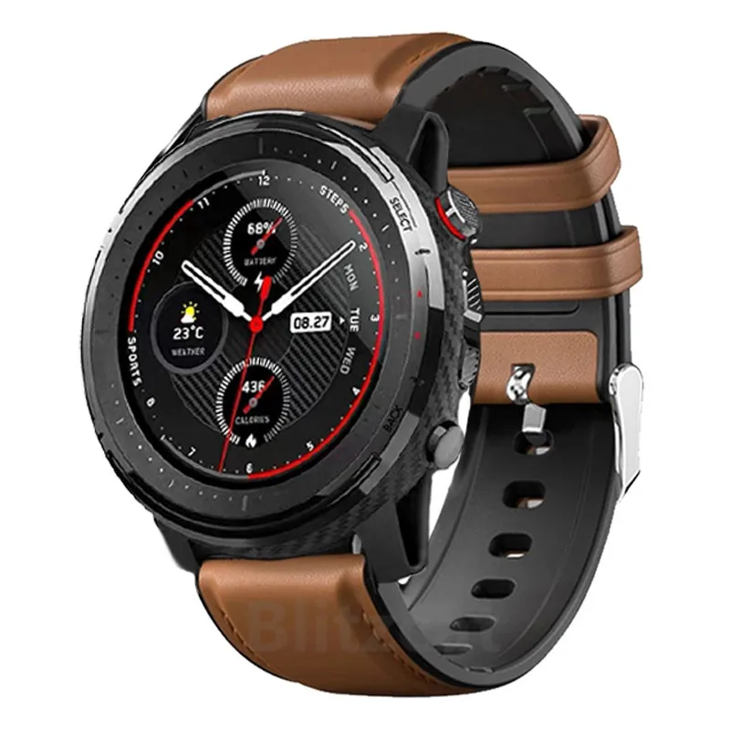 Ремешок для часов кожаный+ Силиконовый Браслет Для Xiaomi Amazfit Stratos 3 2 2S Pace сменный ремешок на запястье Amazfit GTR 47 мм