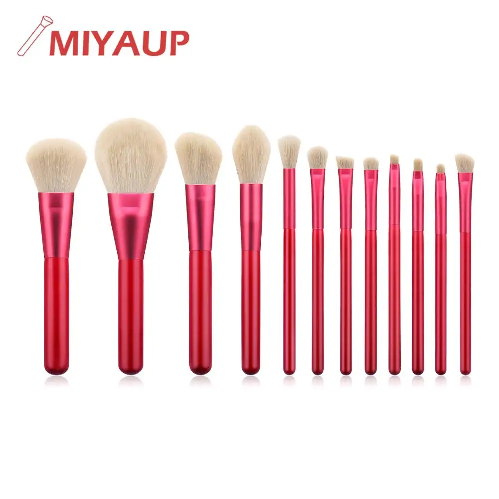 Miyaup Chinese red cosmetics tool with cloth bag white hair beautiful 12pcs makeup brushes | Красота и здоровье