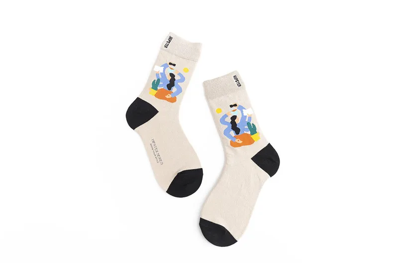 Женские носки в стиле унисекс с рисунком, 100 хлопок, Harajuku, цветные, полные носки для женщин, стандартная уличная одежда, 1 пара, Размеры 35-43 - Цвет: 8130-2