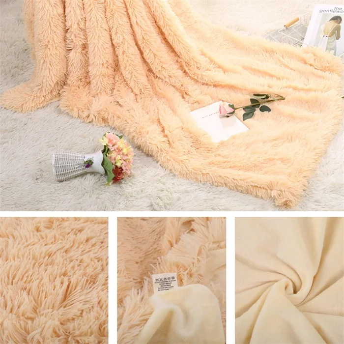 2 размера Сплошное Длинное плюшевое покрывало из полиэстера Tihcken теплое для дивана; для кровати; для автомобиля Путешествия пушистое зимнее одеяло спальня Флисовое одеяло