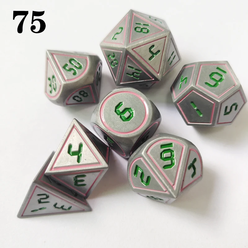 Двухцветные металлические кости 7-piece подземелье и дракон RPGMTC настольная игра D4 D6 D8 D10 D12 D20 - Цвет: 75