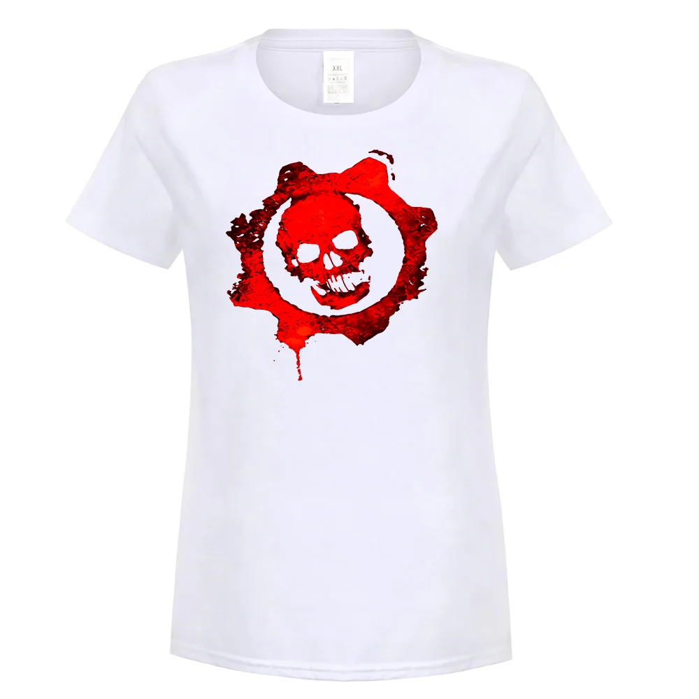 women white Мужская винтажная футболка с логотипом Gears Of War, цвет: красный, черный, темно-синий, короткие мужские и женские топы в стиле Харадзюку, модная Классическая футболка - Цвет: women white
