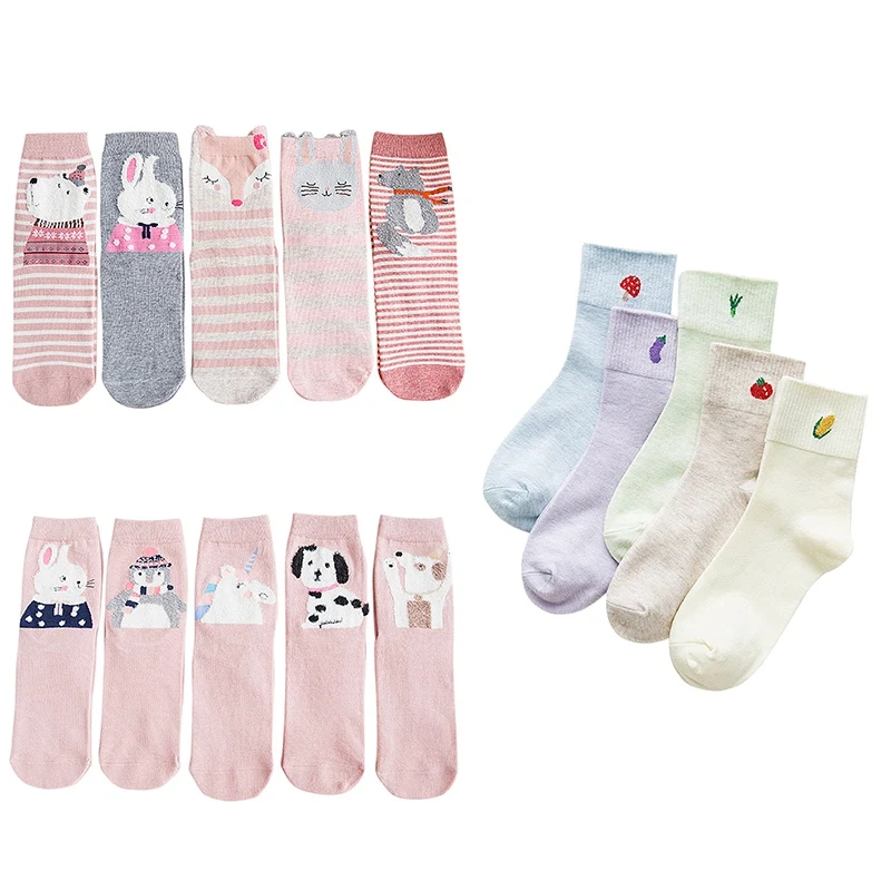 Весенне-осенние носки стильная футболка с изображением персонажей видеоигр фрукты носки с изображением животных для девочек Повседневное конфеты дышащий материал, впитывающий влагу Эластичные носки