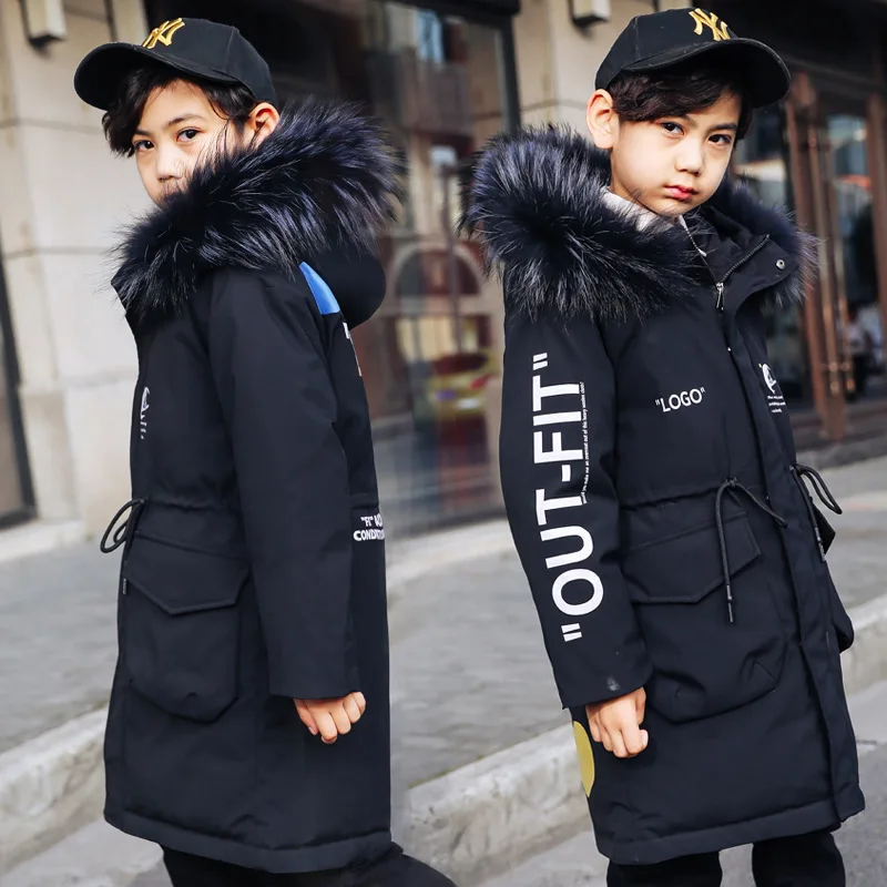 

Russia Winter Children Boys Jacket Hooded Warm Down Jacket For Boy 7-14 Years Teenage Coat Kids Parka winter clothing overcoat