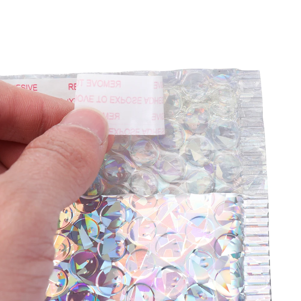 5pcs Laser gold Plastic Protective Wrap Envelope White Bubble Foam Packing Bags Clear Shockproof Bag Double Film Cushioning Bag