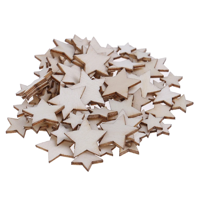 

100Pcs/Set Wood Star DIY Christmas Scrapbooking Party DIY Decorations Chipboard Fashion Wooden Home Decor