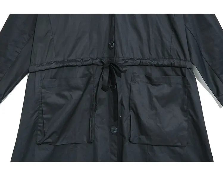 XITAO Плюс Размер Талия Drawstring черный Тренч Женская одежда карман Tide мода индивидуальность над размером d пальто Топ GCC1584