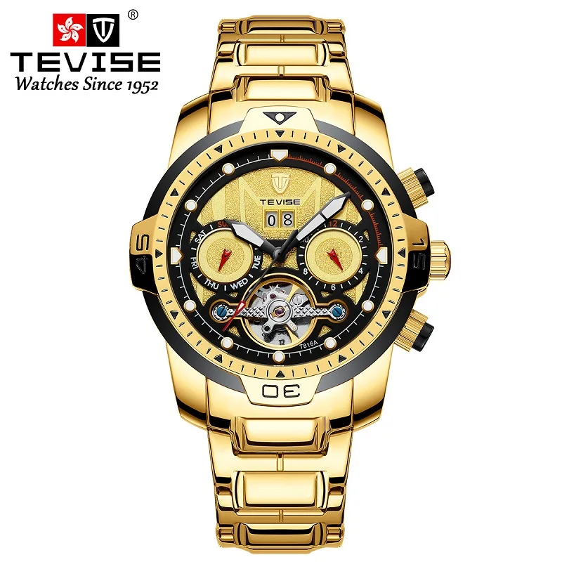 Big Man Watch TEVISE T816A Tourbillon Week Date Month Automatic Mechanical Wristwatch Luminous Hand Scale Watch Men Dropshipping (12)