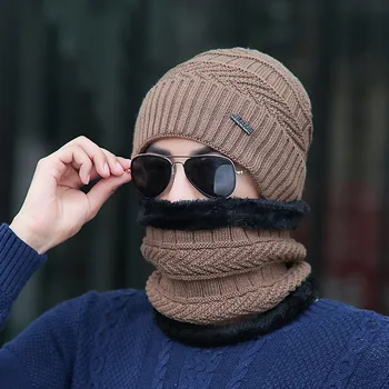

Winter men's wool cap plus velvet plus thick knitted hat neck ear guard hat Korean version tide arrow hat bike man's hat
