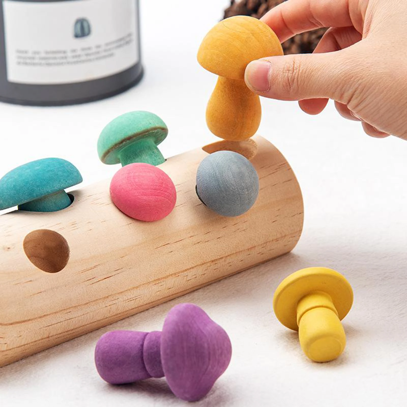Montessori Wooden Colorful Mushroom Shaped Color Sorting Game Toy Kids Picking Mushroom Educational Toys Montessori Wooden Colorful Mushroom Shaped Color Sorting Game Toy Kids Picking Mushroom Educational Toys