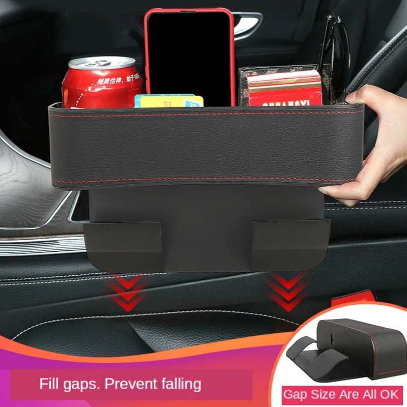 

New Version Car Seat Organizer Crevice Storage Box Seat Gap Slit Catcher Organizer Universal Card Phone Holder Pocket Black Red