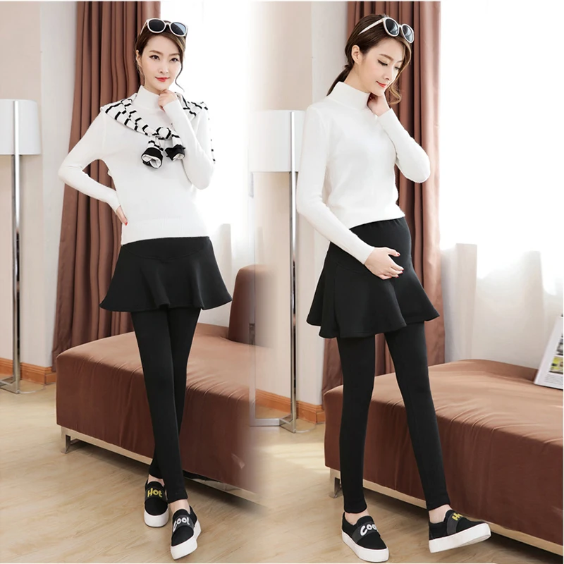 Winter Thickening Velvet Warm Pregnant Leggings Cotton Pantskirts For Pegnant Women Skinny Maternity Pants Clothing