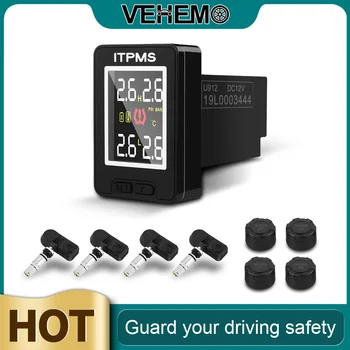 

☆VEHEMO ☆ 2020 NewTire Pressure Monitoring System Car TPMS 4PCS Sensor Tire Pressure Alarm Tire Pressure Monitoring Solar Energy