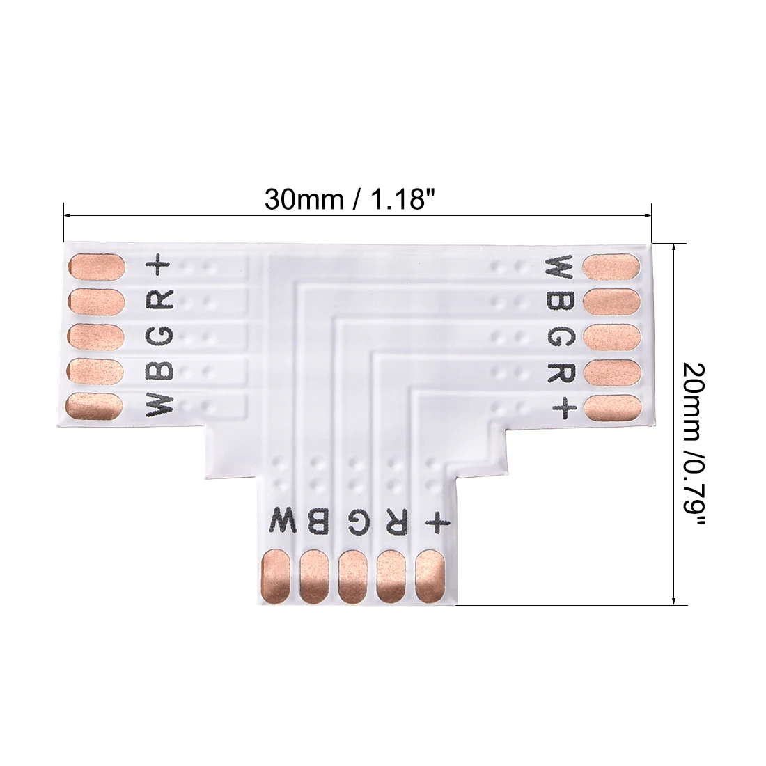 

uxcell LED Strip Connector 10mm 5P T Shape PCB Board Splitter Corner Connector for 5050 3528 RGB LED Tape Light 10Pcs