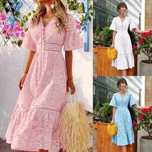 Womail платье для женщин модные летние женские с коротким рукавом выдалбливают кружева элегантные вечерние платья Ночные дамы миди платье вечернее P918