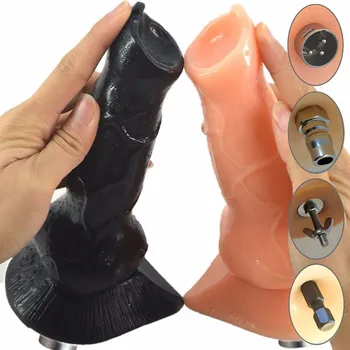 Traditional Sex Machine Attachment 3XLR Accessories Animal Wolf Dog Dildo Suction Cup Sex Love Machine For Women Man Y30 1