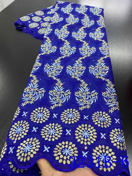 

Popular Royal Blue Silk Milk Cord Lace Fabric Fashion African Dry Lace Fabric High Quality Cotton Lace Fabric Dress NA3231B-3
