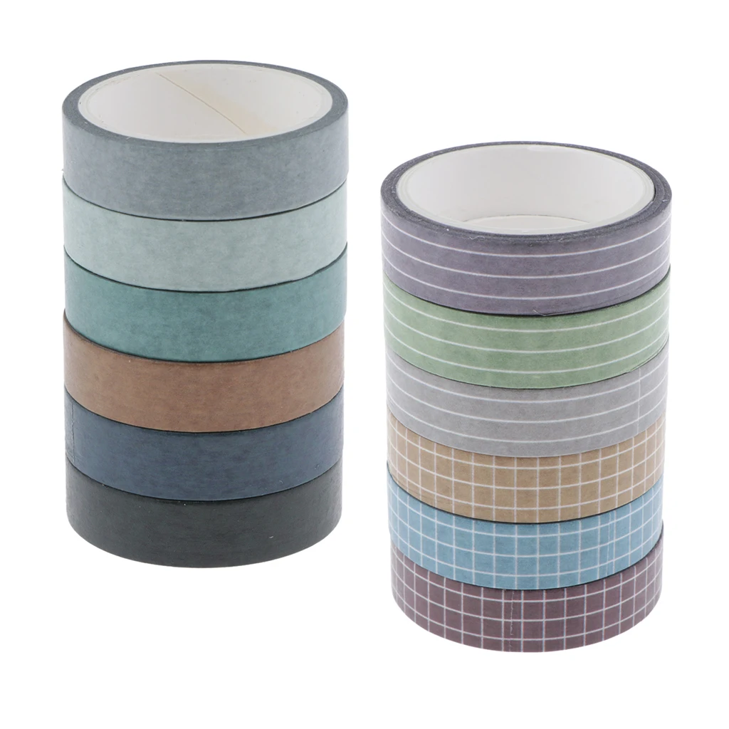 6 Rolls Grid Printed Washi Tape Set, 10mm Wide Decorative Masking Tape, Festival Gift Wrapping Party Supplies