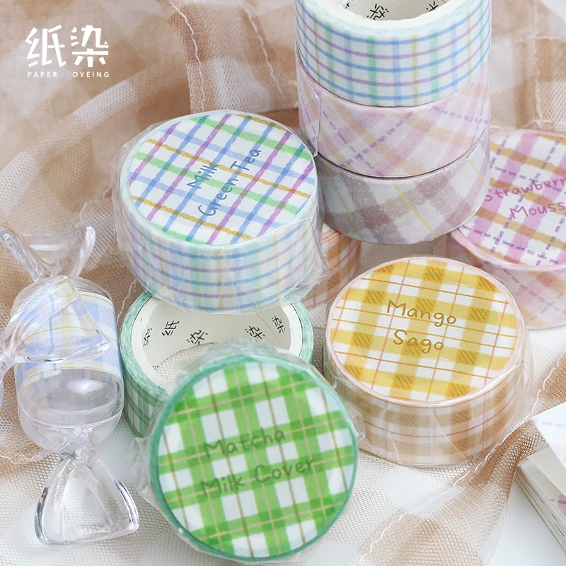Candy Color Grid Masking Tape Bullet Journal Washi Tape Decorative Tape DIY Scrapbooking Sticker Label Stationery