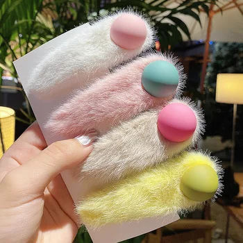 

Soft plush hairpin female adult headdress Korean BB clip lovely Winter Women Girls Hair Ornament Hairpins Hair Accessories