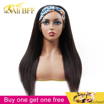 

Straight Headband Scarf Wig Glueless Human Hair for African American Women Affordable Headband Wig Beginner Friendly ALI BFF