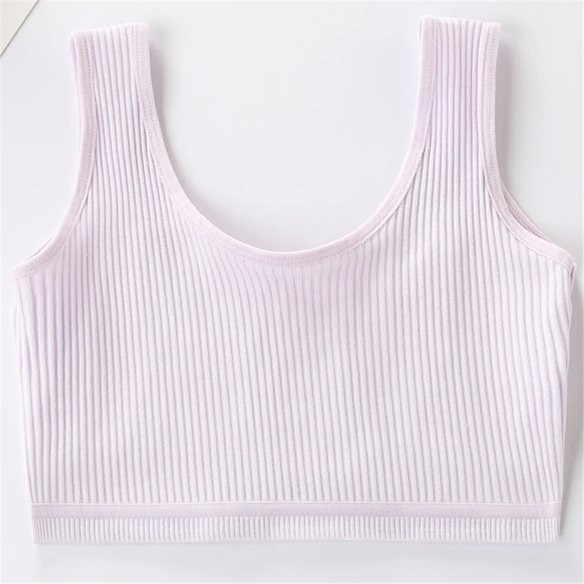 Soft Cotton Children Girls Underwear Kids Girl Solid Color Vest Bra Tank Top Crop Tops for Girl 9-16Years purple