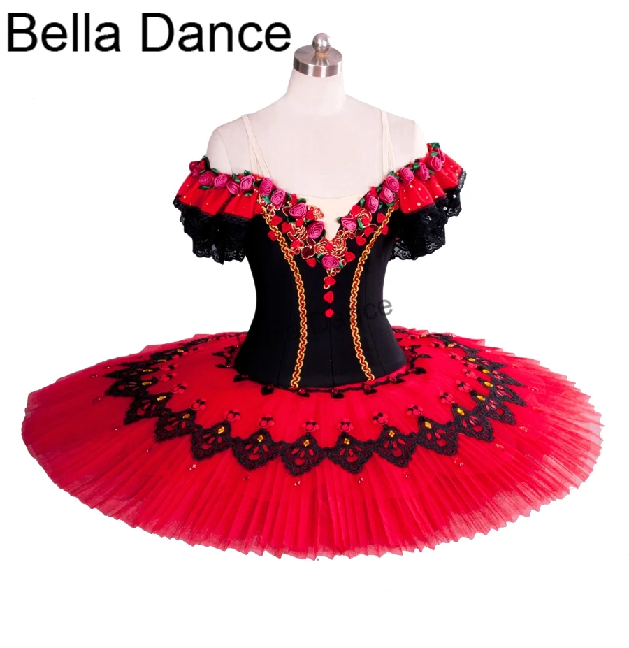 Classic Don Quixote Ballet Tutu Costume Red Professional Ballet Tutus Girl Tutu Ballet Spanish Ballerina Pancake Tutu8957