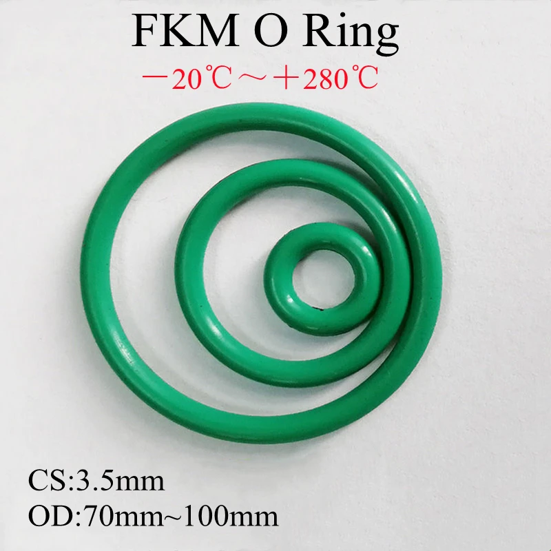 

5PCS Superior FKM Fluorine Rubber O Ring CS 3.5mm OD 72~100mm Sealing Gasket Insulation Oil High Temperature Resistance