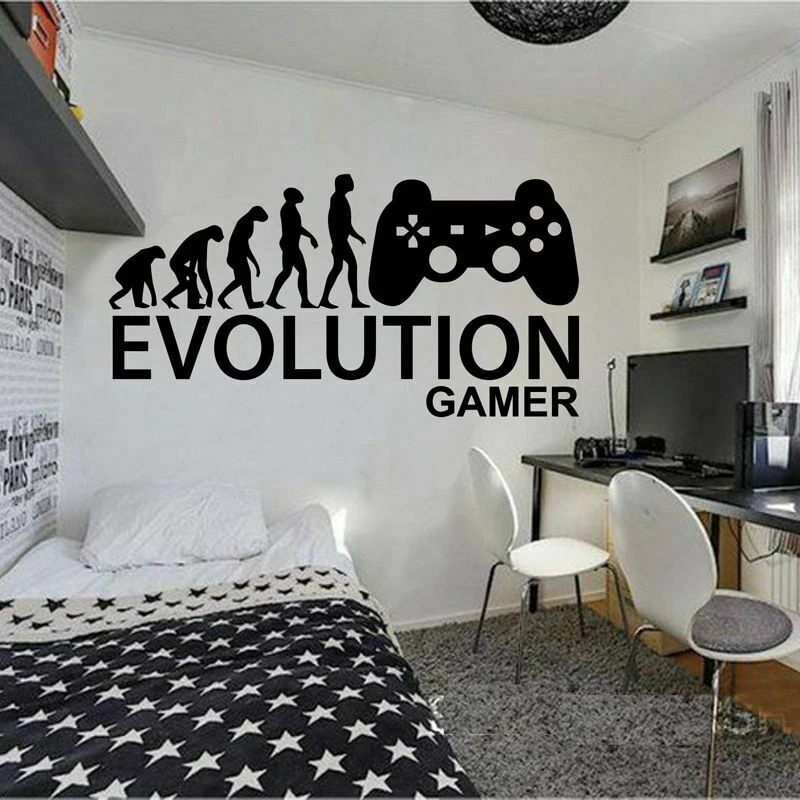 Evolution Gamer Wall Stickers Game Controller Playroom Teenagers Bedroom Wall Decor Sticker Vinyl Home Room Decoration Z506 Wall Stickers Aliexpress