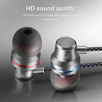 

3.5mm In-Ear Earphones MP3 Computer Bass Stereo Mobile Phone Universal Metal Wired Magic Earplugs Built-in Microphone