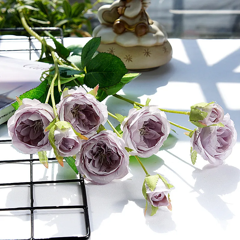 8 голов/ветка роскошные длинные розы шелковые искусственные цветы Свадебный декор Флорес искусственные украшения для дома fleur artificielle