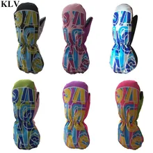 Новые детские лыжные перчатки с буквенным принтом Длинные холодные водонепроницаемые ветрозащитные перчатки детские варежки