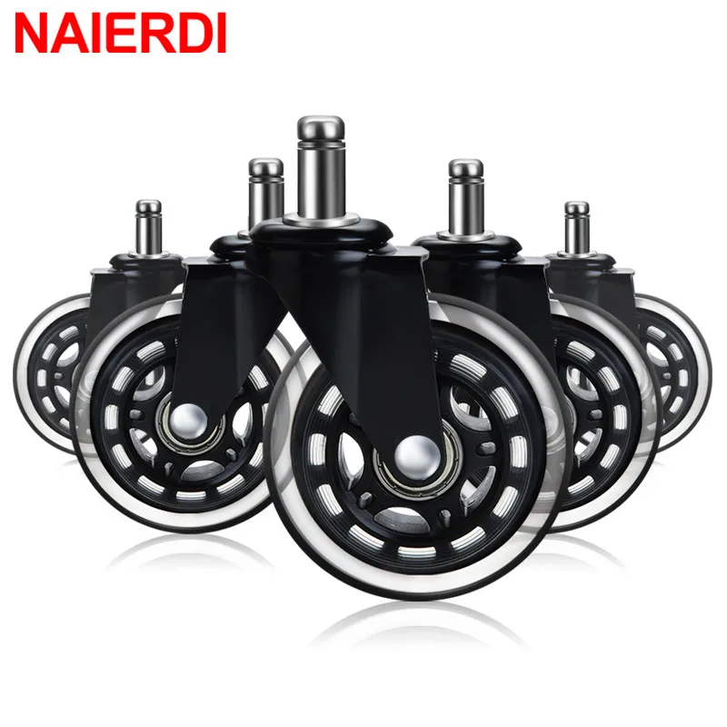 Office Chair Caster Wheels 3 Inch Swivel Rubber Caster Wheels (3)
