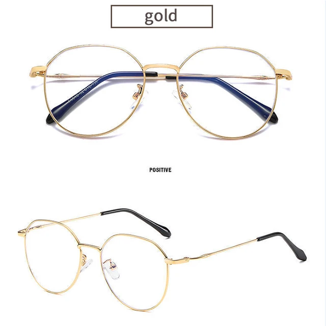Metal Round Anti Blue Light Glasses Women Men Classic Square Eyeglasses Frames Transparent Computer Glasses Oculos Feminino gold