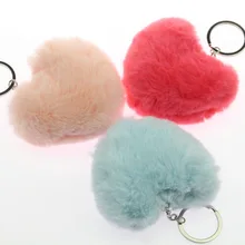 8 см сердце пушистый шар искусственный мех кролика рекс подвеска, сердце, персик милый подарок для пары одежда сумка автомобильные аксессуары
