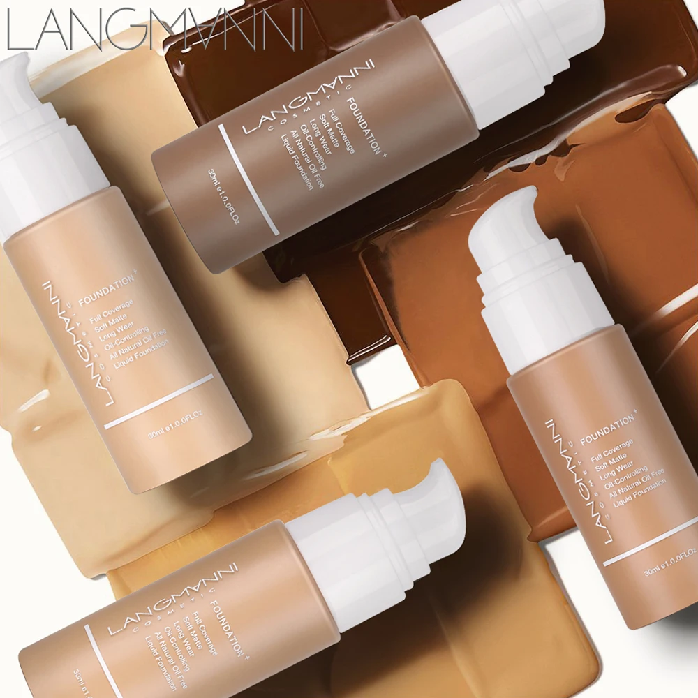 

Langmanni Liquid Foundation Soft Matte Concealer 13 Colors Primer Base Professional Face Make up Foundation Contour Palette