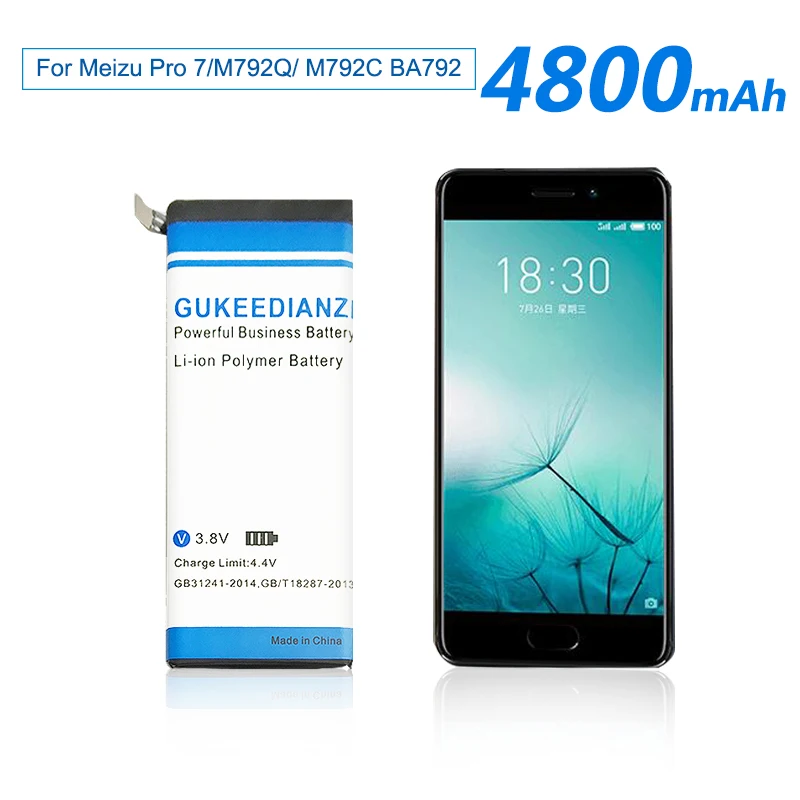 Аккумулятор для мобильного телефона GUKEEDIANZI BA792 для Meizu Pro 7/M792Q/M792C BA792 4800 мАч высококачественные сменные батареи