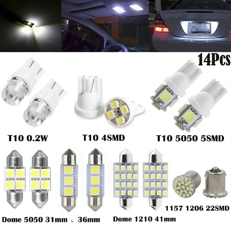 

14pcs Car LED Combination Set T10 Indicator Light Reading License Plate Interior Light