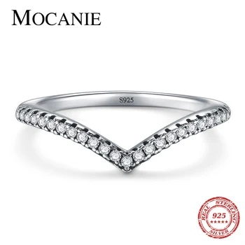 

Mocanie New 100% 925 Sterling Silver Water Droplet Clear CZ Finger Rings for Women Wedding Engagement Jewelry Girlfriend Gift